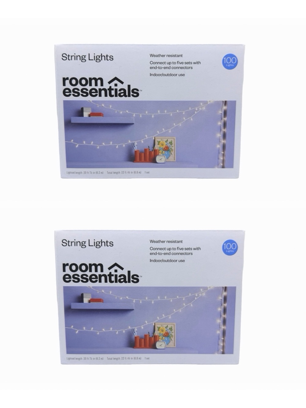 Room Essentials String Lights - 100 Clear Bulbs - Set of 2 Boxes